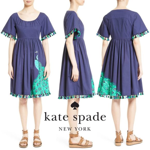 kate spade Dresses & Skirts - Kate Spade Peacock Embellished Poplin Dress NWT